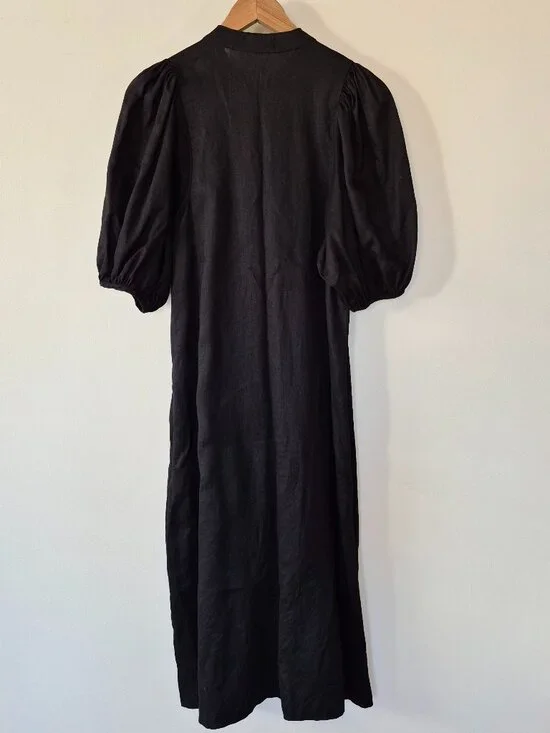 Lanhtropy Bubble Linen Midi Dress 100% Organic Linen - Picture 9 of 11